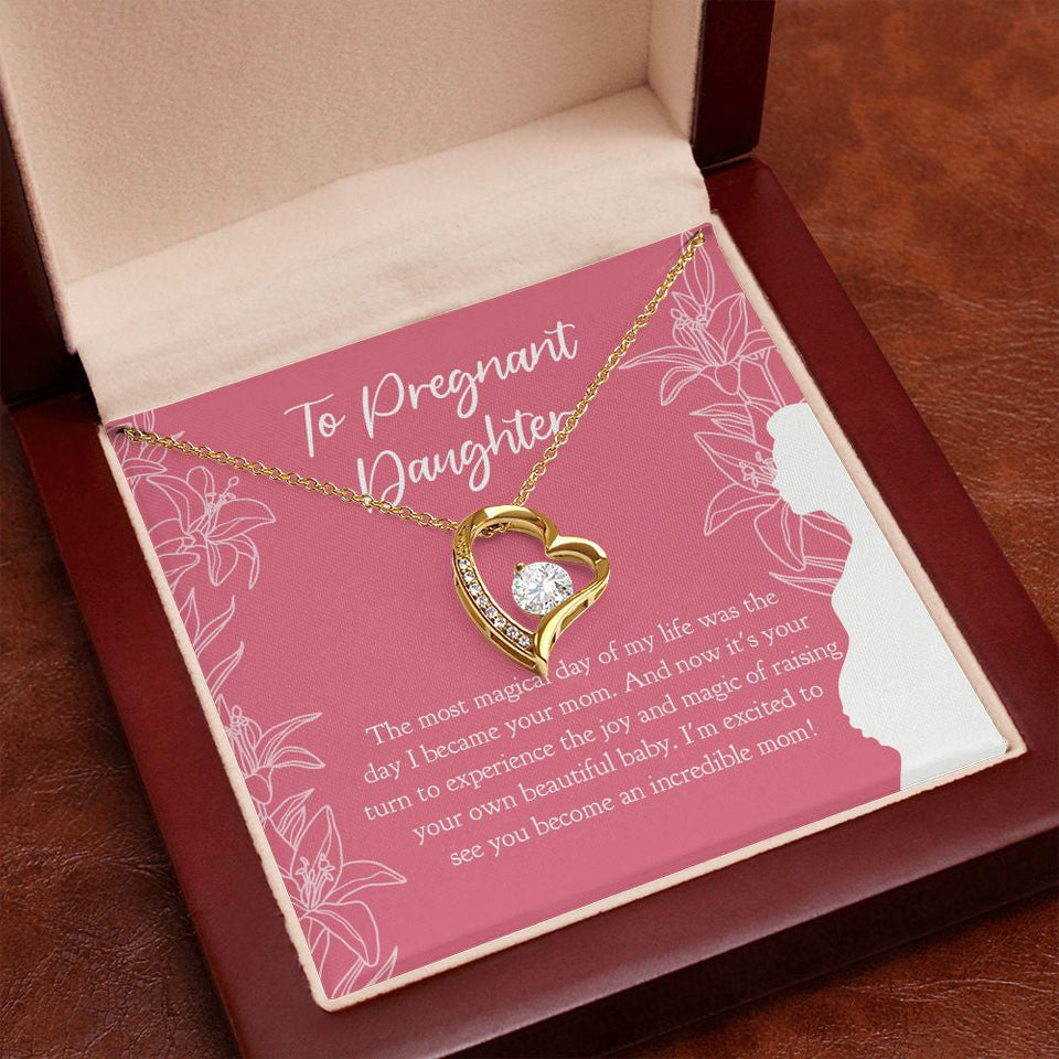 "Most Magical Day Of Your Life" Pregnant Daughter Necklace Gift From Mom Dad Forever Love Pendant Jewelry Box Baby Shower