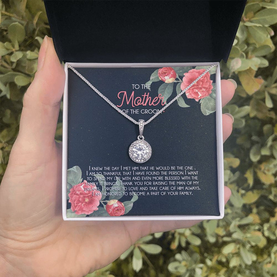 "Raising The Man Of My Dreams" Mother of the Groom Necklace Gift From Future Daughter In Law Bride Eternal Hope Pendant Jewelry Box Birthday Christmas Weddings Engagement Thanksgiving Graduation New Year