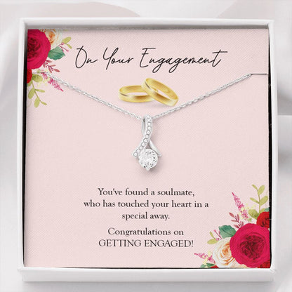 "Found A Soulmate" Engagement Necklace Gift From Mom Dad Grandparents Bestfriend Sister Brother Co-worker Alluring Beauty Pendant Jewelry Box