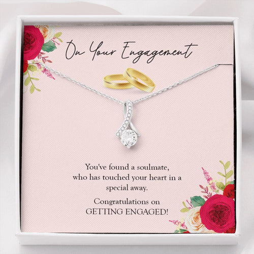 "Found A Soulmate" Engagement Necklace Gift From Mom Dad Grandparents Bestfriend Sister Brother Co-worker Alluring Beauty Pendant Jewelry Box