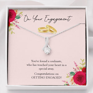 "Found A Soulmate" Engagement Necklace Gift From Mom Dad Grandparents Bestfriend Sister Brother Co-worker Alluring Beauty Pendant Jewelry Box