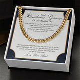 "Specially Chosen" Handsome Groom Wedding Day Necklace Gift From Bride Cuban Link Chain Jewelry Box