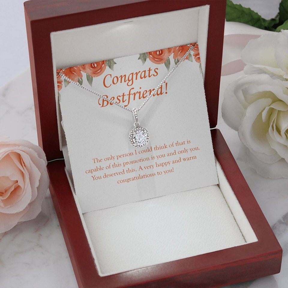 "Happy And Warm" Bestfriend Job Promotion Necklace Gift From Bestie BFF Eternal Hope Pendant Jewelry Box