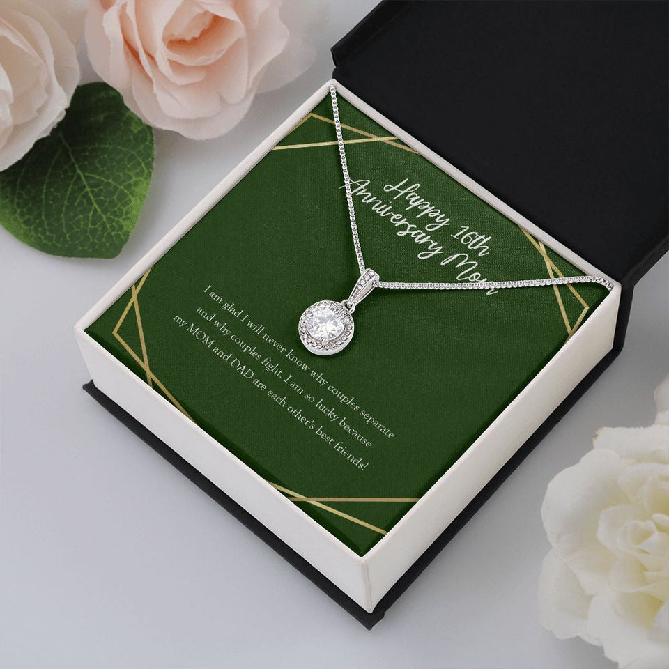 "Glad I Will Never Know" Mom 16th Wedding Anniversary Necklace Gift From Daughter Son Eternal Hope Pendant Jewelry Box
