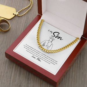 "Overcome And Soar" Son Graduation Necklace Gift From Mom Cuban Link Chain Jewelry Box