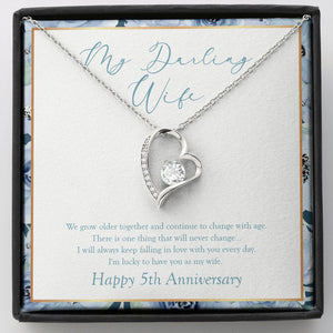 "Always Keep Falling" Darling Wife 5th Wedding Anniversary Necklace Gift  From Husband Forever Love Pendant Jewelry Box