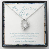 "Always Keep Falling" Darling Wife 5th Wedding Anniversary Necklace Gift  From Husband Forever Love Pendant Jewelry Box