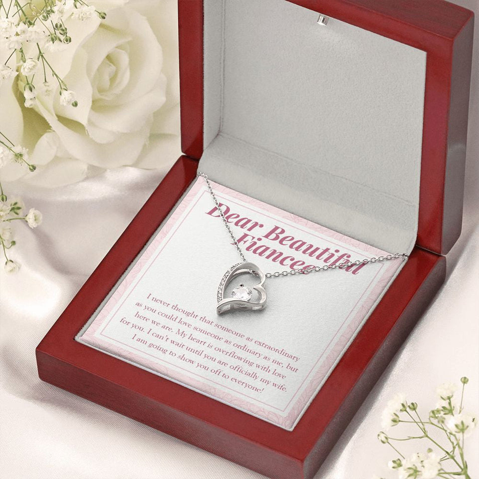 "Overflowing with Love for You" Beautiful Fiancee Necklace Gift From Fiance Future Husband Forever Love Pendant Jewelry Box Valentines Wedding Engagement Birthday