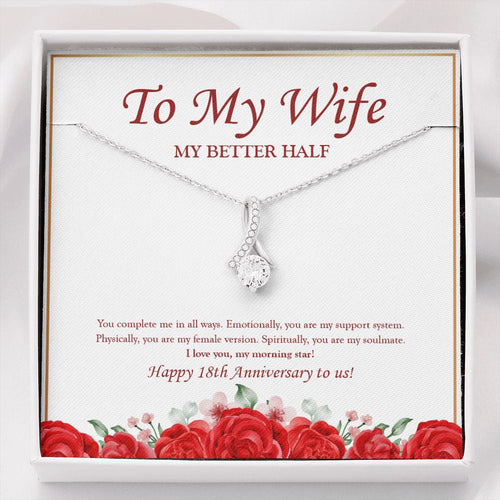 "My Better Half" Wife 18th Wedding Anniversary Necklace Gift From Husband Alluring Beauty Pendant Jewelry Box