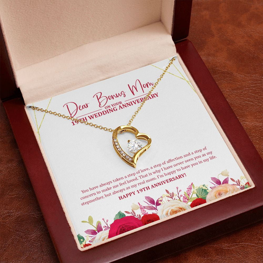 "Step Of Love" Bonus Mom 19th Anniversary Necklace Gift From Daughter Son Forever Love Pendant Jewelry Box