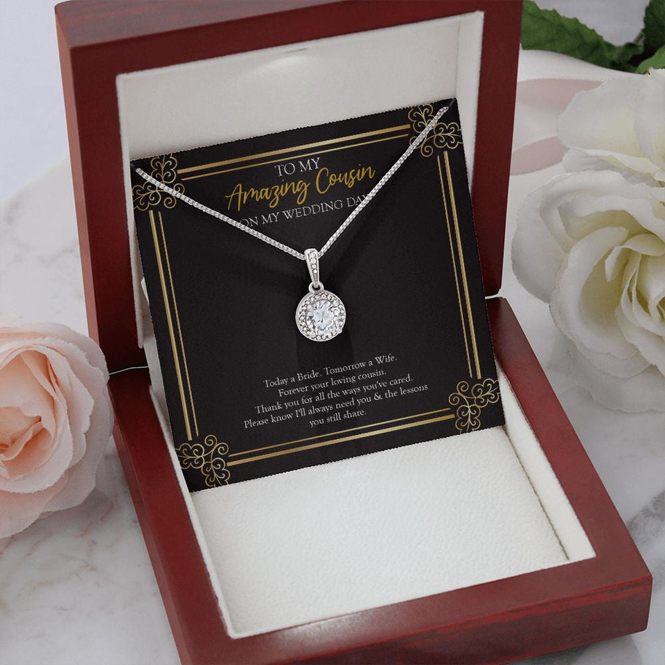 "Lessons You Share" Amazing Cousin Wedding Day Necklace Gift Eternal Hope Pendant Jewelry Box