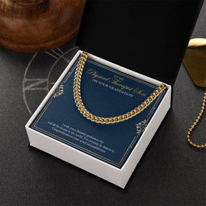 "Do Deserve It" Physical Therapist Son Graduation Necklace Gift From Mom Dad Cuban Link Chain Jewelry Box