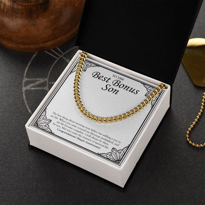 "Adding A Son In My Life" Best Bonus Son Wedding Anniversary Necklace Gift From Bonus-Mom Cuban Link Chain Jewelry Box