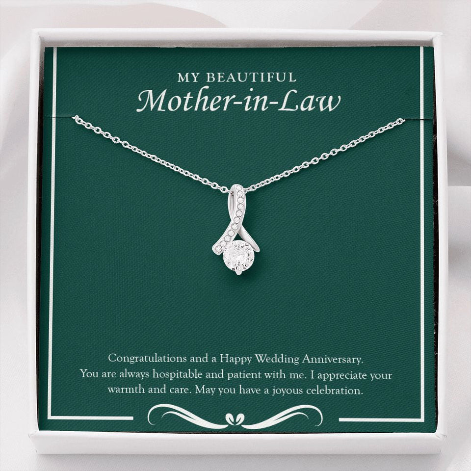 "Joyous Celebration" Beautiful Mother In Law Wedding Anniversary Necklace Gift From Daughter-in-law Son-in-law Alluring Beauty Pendant Jewelry Box