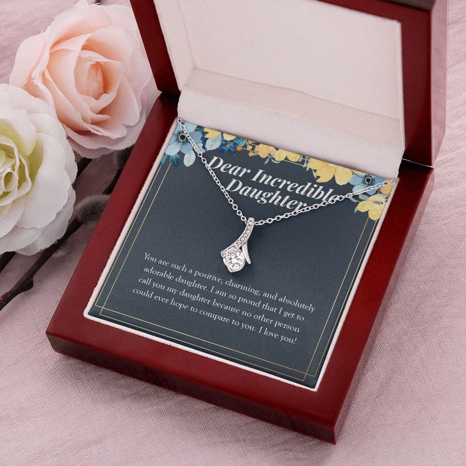 "Absolutely Adorable Person" Incredible Daughter Necklace Gift From Mom Dad Alluring Beauty Pendant Jewelry Box Birthday Graduation Christmas Valentines