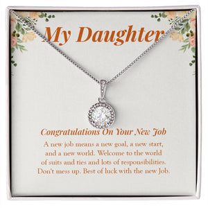 "New Job And Goal" Daughter Job Promotion Necklace Gift From Mom Dad Parents Eternal Hope Pendant Jewelry Box