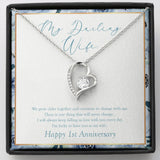 "Grow Older Together" Darling Wife 1st Wedding Anniversary Necklace Gift  From Husband Forever Love Pendant Jewelry Box