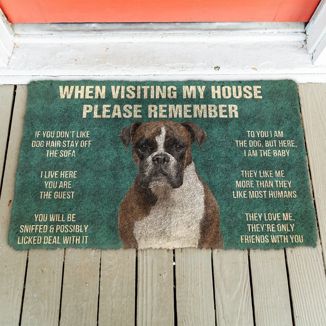 3D Please Remember Boxer Dog's House Rules Doormat