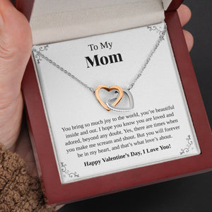 Pamaheart- Interlocking Hearts Necklace- To My Mom "Your Stubborn Child" "My Loving Mother" "The Gift of You" Gift For Christmas, Mother's Day