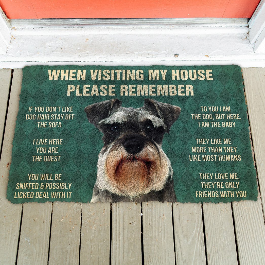 3D Please Remember Miniature Schnauzer Dogs House Rules Doormat