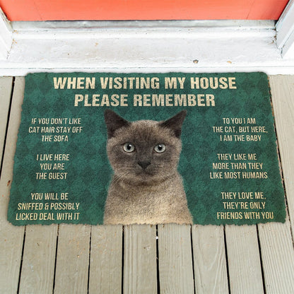 3D Please Remember Siamese Cat House Rules Doormat