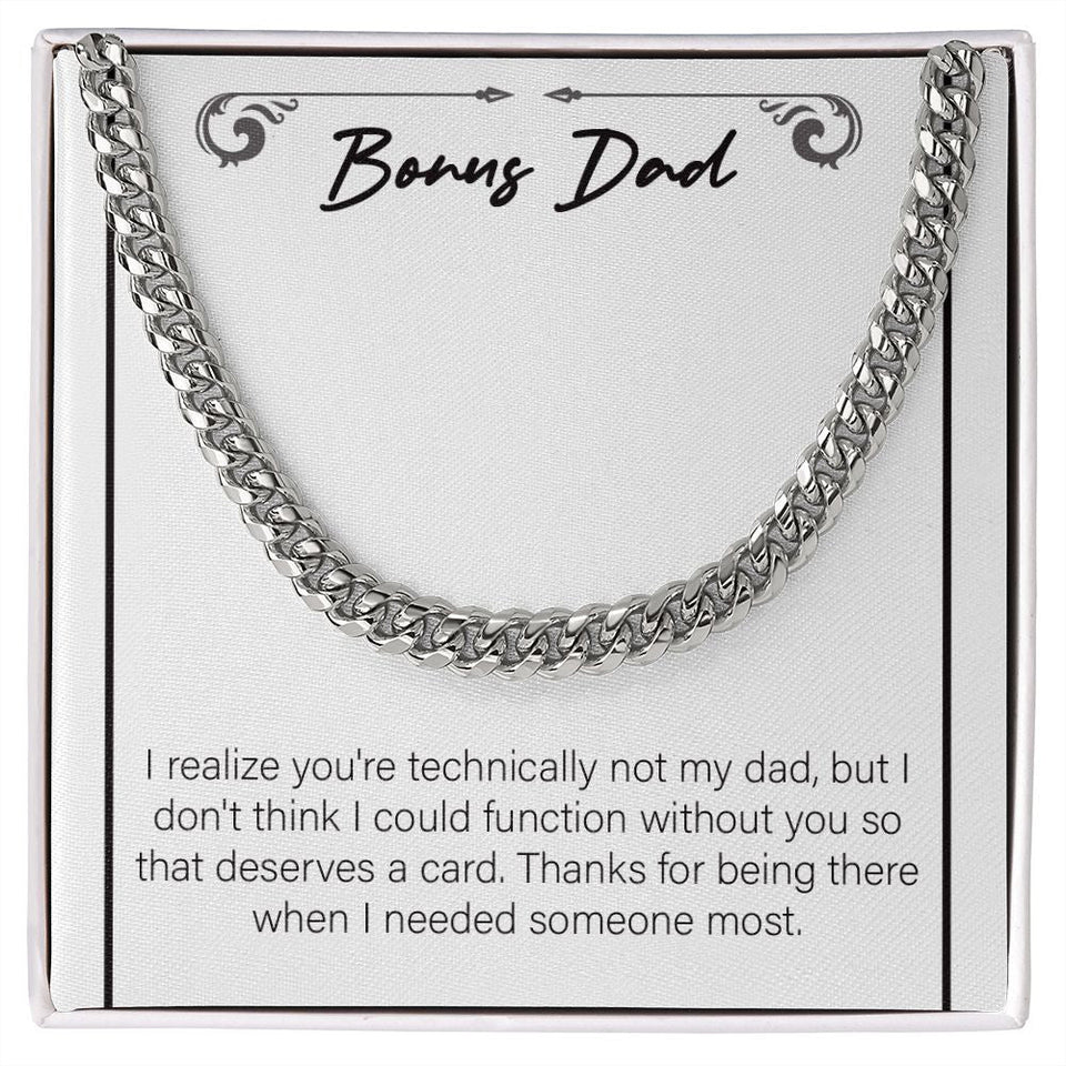 "Couldn't Function Without You" Bonus Dad Necklace Gift From Daughter Son Cuban Link Chain Jewelry Box Birthday Christmas Thanksgiving New Year