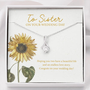 "Endless Love Story" Sister Wedding Day Necklace Gift From Sister Alluring Beauty Pendant Jewelry Box