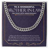 "How Lucky You Are" Wonderful Brother In Law 20th Wedding Anniversary Necklace Gift From Sister-In-Law Brother-In-Law Cuban Link Chain Jewelry Box