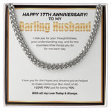 "Your Understanding Way" Darling Husband 17th Wedding Anniversary Necklace Gift From Wife Cuban Link Chain Jewelry Box