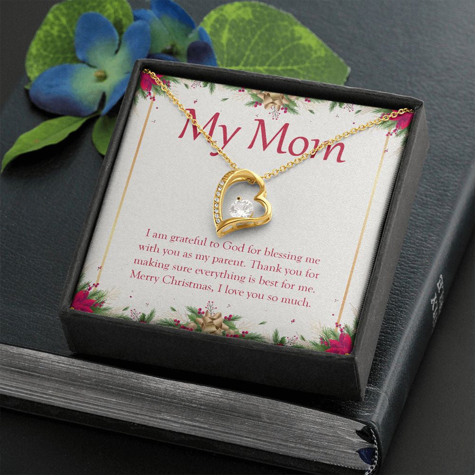 "Blessing Me With A Parent" Mom Christmas Necklace Gift From Daughter Son Forever Love Pendant Jewelry Box