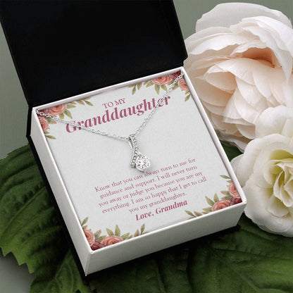 "You Can Always Turn To Me" Granddaughter Necklace Gift From Grandma Alluring Beauty Pendant Jewelry Box Birthday Christmas Graduation Thanksgiving