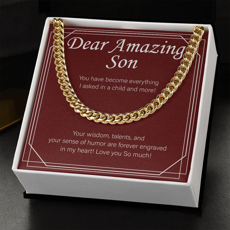 "Everything I Asked In A Child" Amazing Son Necklace Gift From Mom Dad Cuban Link Chain Jewelry Box Christmas Birthday Graduation Thanksgiving