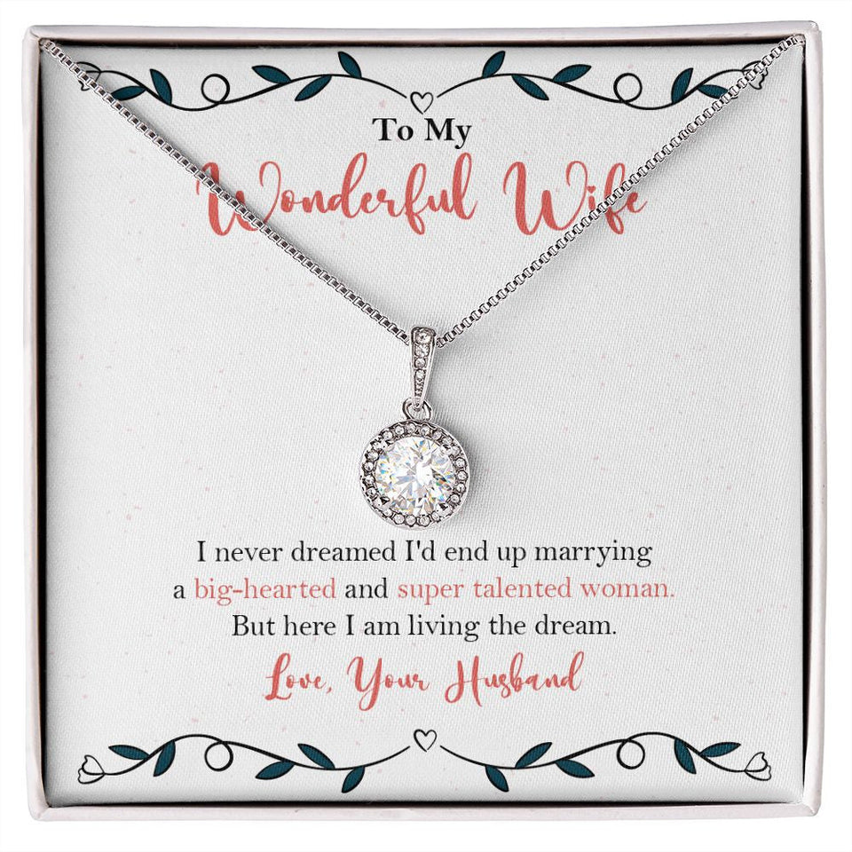 "Big hearted Woman" Wonderful Wife Necklace Gift From Husband Eternal Hope Pendant Jewelry Box Anniversary Mothers Day Birthday Christmas