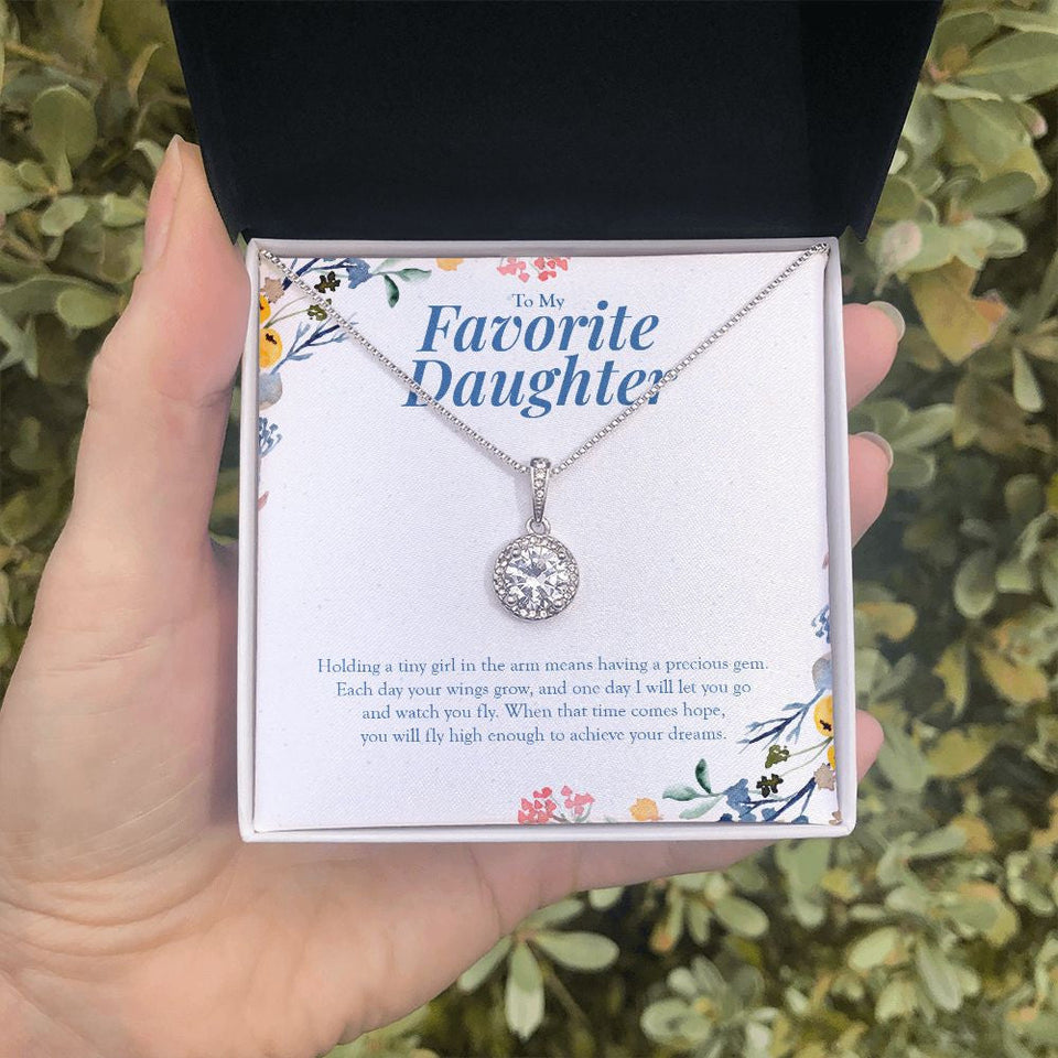 "A Precious Gem" Favorite Daughter Necklace Gift From Mom Dad Eternal Hope Pendant Jewelry Box Birthday Christmas Thanksgiving Graduation