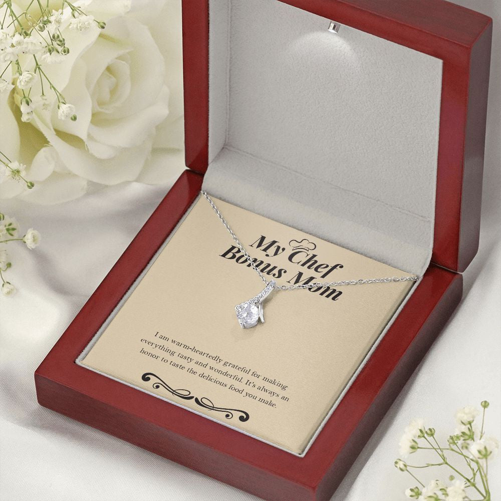 "Delicious Food You Make" Chef Bonus Mom Necklace Gift From Daughter Son Alluring Beauty Pendant Jewelry Box Birthday Christmas Valentines Thanksgiving