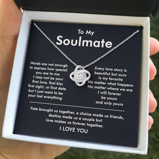To My Soulmate Girlfriend Wife Necklace - I Will Forever Be Yours - Love Knot Necklace Alluring Beauty Necklace