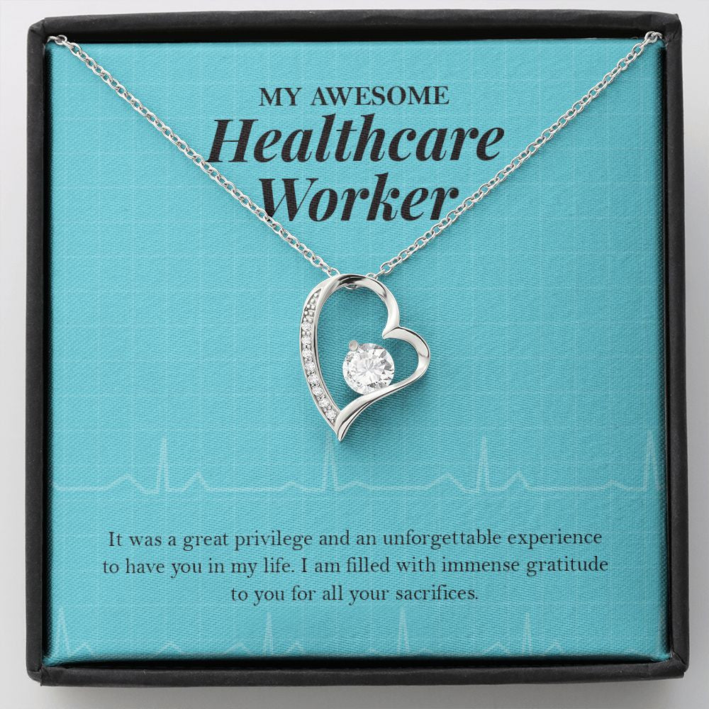 "Grateful For Your Sacrifices" Awesome Healthcare Worker Necklace Gift From Mom Dad Grandma Grandpa Bestfriend Forever Love Pendant Jewelry Box