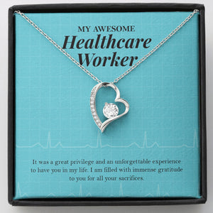"Grateful For Your Sacrifices" Awesome Healthcare Worker Necklace Gift From Mom Dad Grandma Grandpa Bestfriend Forever Love Pendant Jewelry Box