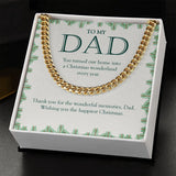 "Thank You For The Wonderful Memories" Dad Christmas Necklace Gift From Daughter Son Cuban Link Chain Jewelry Box