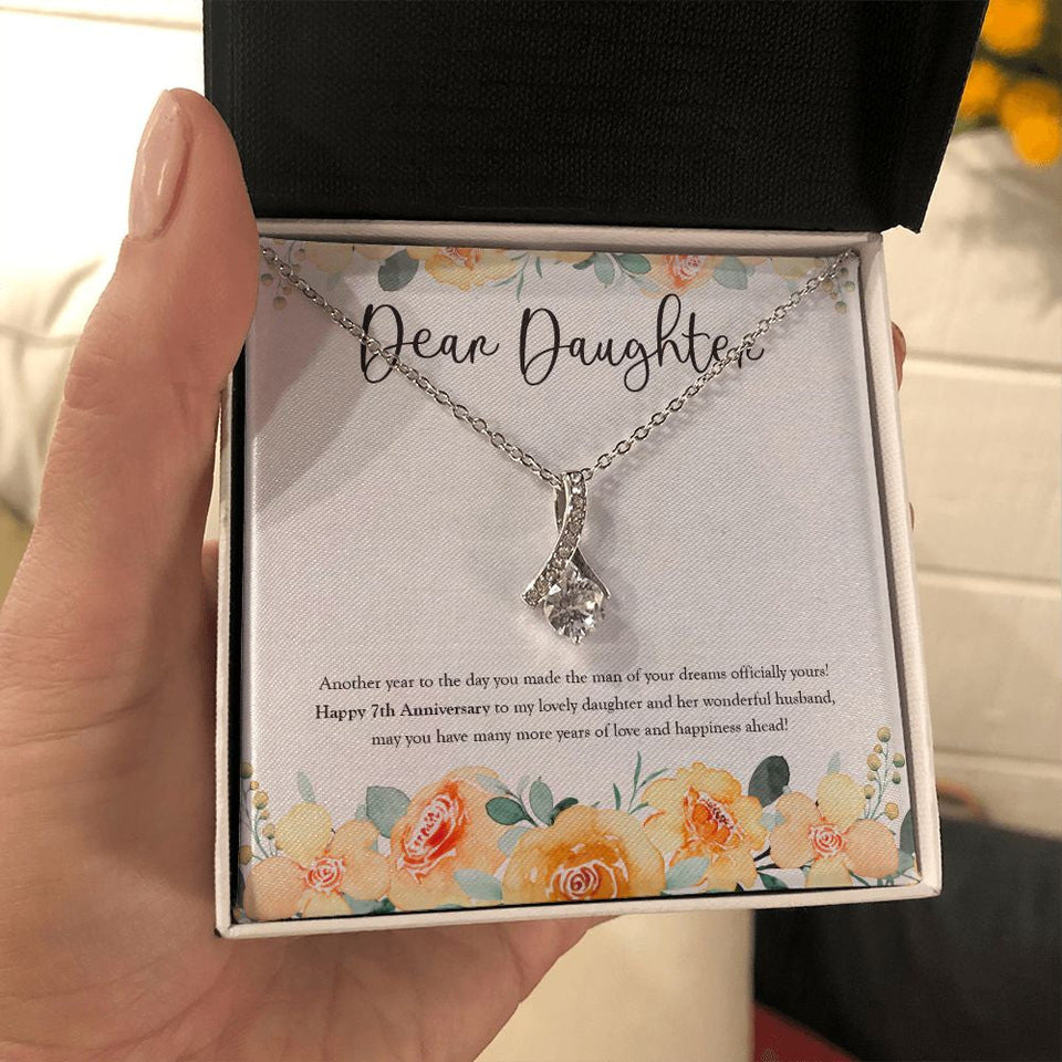 "The Man Of Your Dreams" Daughter 7th Wedding Anniversary Necklace Gift From Mom Dad Parents Alluring Beauty Pendant Jewelry Box