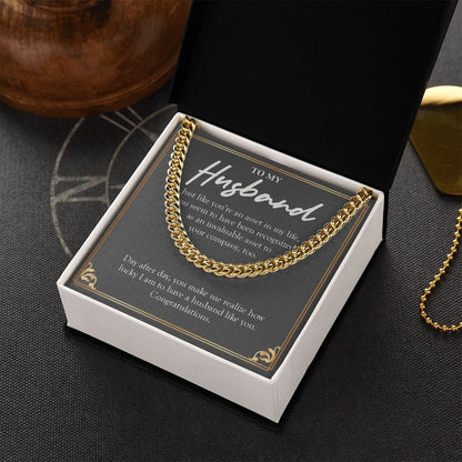 "Asset In My Life" Husband Job Promotion Necklace Gift From Wife Cuban Link Chain Jewelry Box