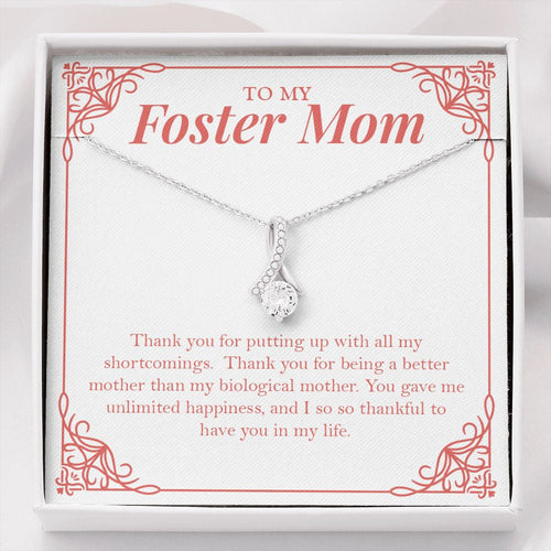 "Putting Up With Short-Comings" Foster Mom Necklace Gift From Daughter Son Alluring Beauty Pendant Jewelry Box Birthday Christmas Thanksgiving Valentines