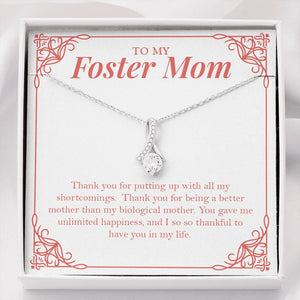 "Putting Up With Short-Comings" Foster Mom Necklace Gift From Daughter Son Alluring Beauty Pendant Jewelry Box Birthday Christmas Thanksgiving Valentines