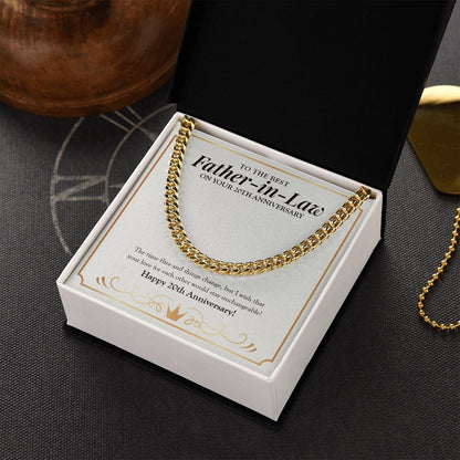 "Unchangeable Love" Best Father In Law 20th Wedding Anniversary Necklace Gift From Daughter-In-Law Son-In-Law Cuban Link Chain Jewelry Box