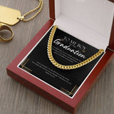 "When You Stop Trying" Son Graduation Necklace Gift From Dad Mom Cuban Link Chain Jewelry Box