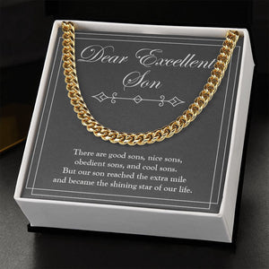 "Shining Star Of Our Life" Excellent Son Necklace Gift From Mom Dad Cuban Link Chain Jewelry Box Birthday Christmas New Year Graduation