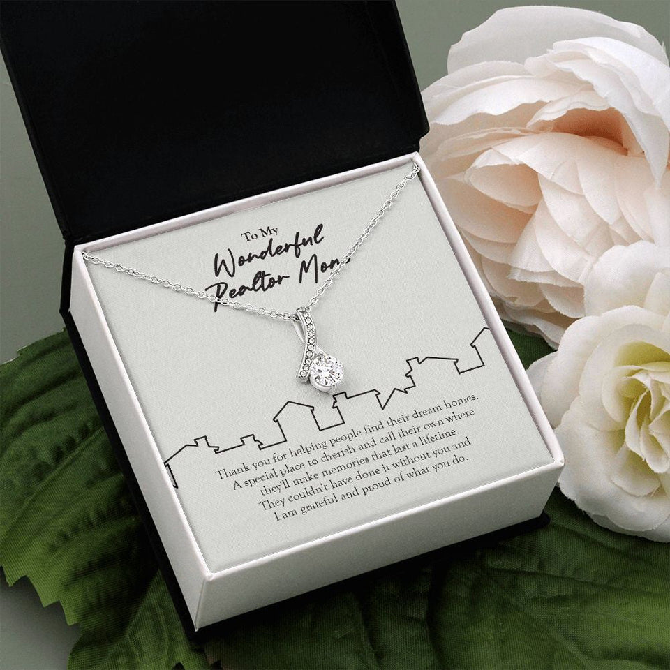 "Find Their Dream Home" Wonderful Realtor Mom Necklace Gift From Daughter Son Alluring Beauty Pendant Jewelry Box Job Anniversary Birthday Christmas