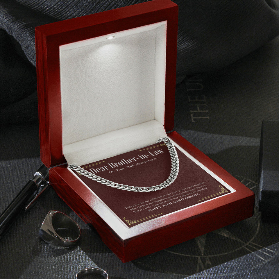 "Made To Be Together" Brother In Law 30th Wedding Anniversary Necklace Gift From Sister-In-Law Brother-In-Law Cuban Link Chain Jewelry Box