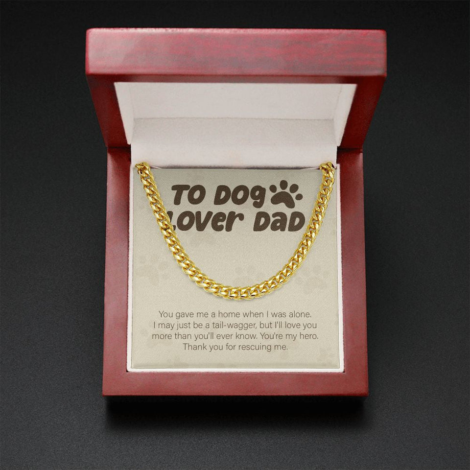 "You Gave Me Home" Dog Lover Dad Necklace Gift From Fur Baby Cuban Link Chain Jewelry Box Birthday Christmas Thanksgiving