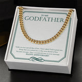 "Special Day Of Love" Godfather Wedding Anniversary Necklace Gift From Goddaughter Godson Cuban Link Chain Jewelry Box